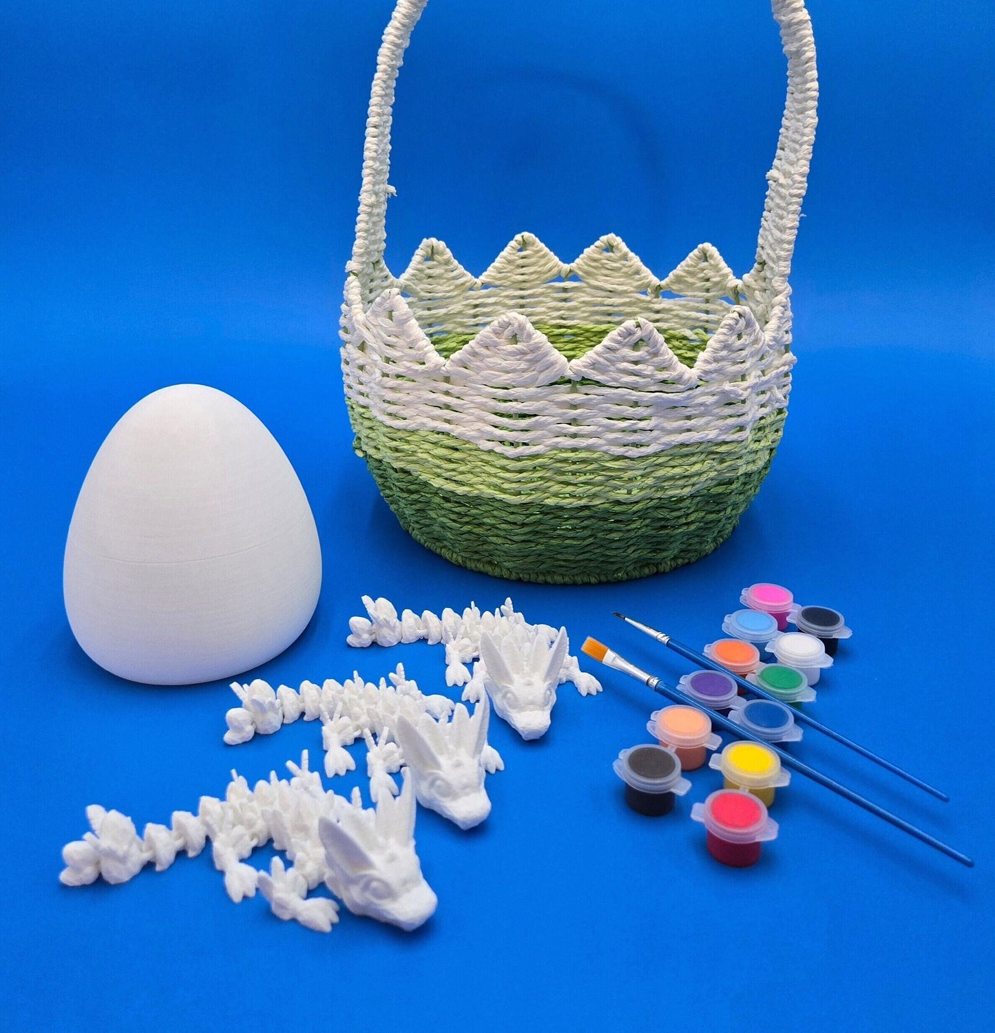 DIY Easter Egg Dragon Painting Kit with Giant Egg-Includes 1 5" Egg, 3 Dragons, 12 Paint Colors and 2 Brushes- Easter Activity Gift