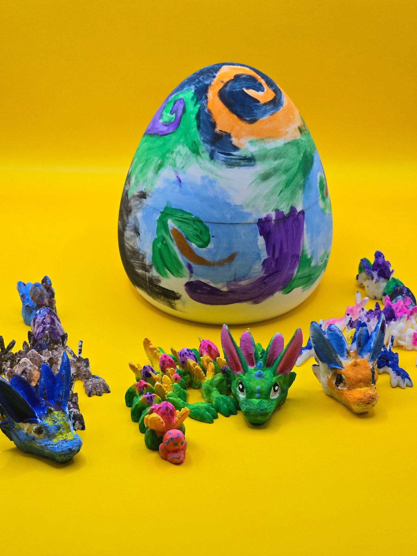 DIY Easter Egg Dragon Painting Kit with Giant Egg-Includes 1 5" Egg, 3 Dragons, 12 Paint Colors and 2 Brushes- Easter Activity Gift