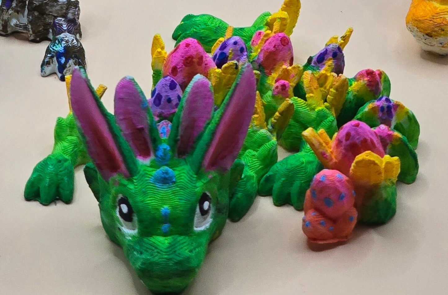 DIY Easter Egg Dragon Painting Kit with Giant Egg-Includes 1 5" Egg, 3 Dragons, 12 Paint Colors and 2 Brushes- Easter Activity Gift